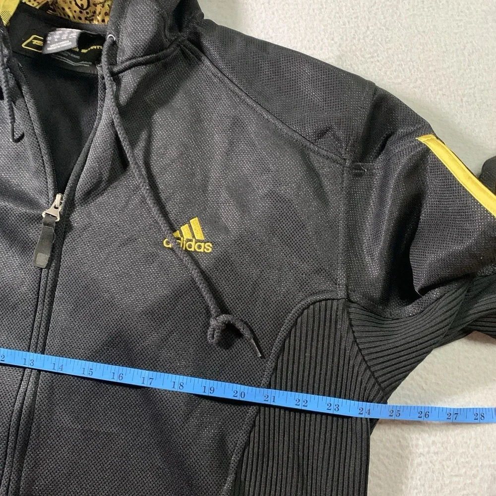 Adidas Track Jacket Mens XL Tall Full Zip Hooded Black Gold Sweater NewOrleans